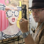 Greg Creason working on the cover art, "5th Ave."