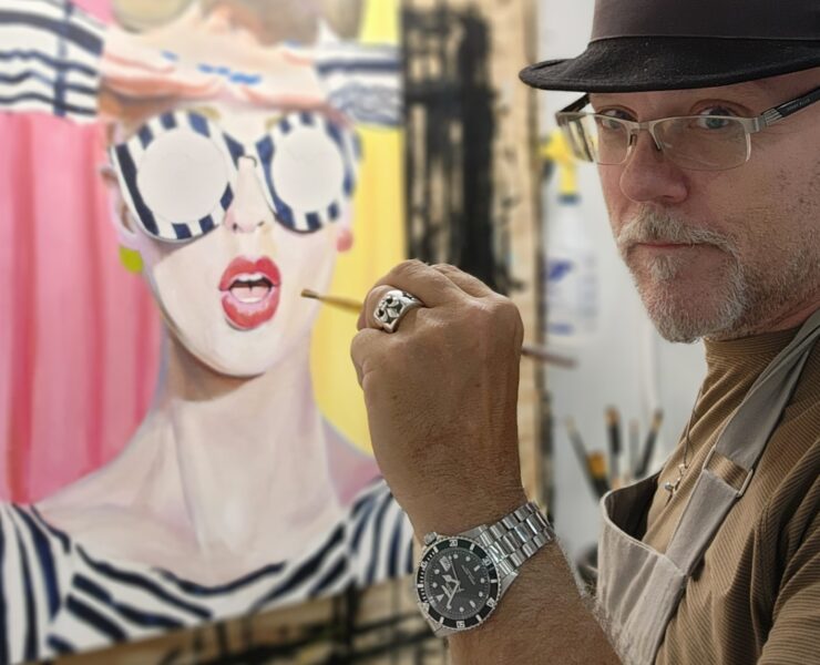 Greg Creason working on the cover art, "5th Ave."