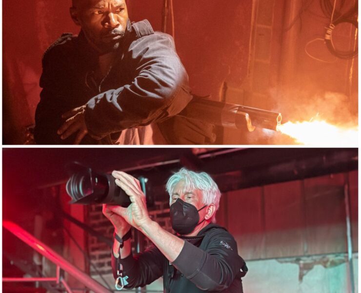 Top photo: Jamie Foxx on the set of "Project Power." Photo by Skip Bolen. Bottom photo: Skip at work on the set of "Unseen." Photo by Casey A. Shaw.